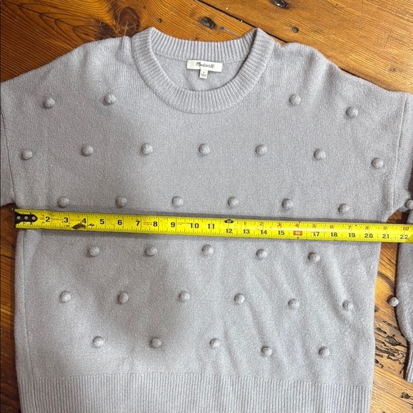Madewell Soft Wool Blend Gray Pom-Pom Crewneck Sweater Size Small - Picture 3 of 9
